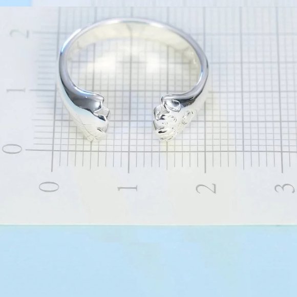 💎 Adjustable Ring Cute Cat Hugging 925 Sterling Silver - Picture 6 of 6